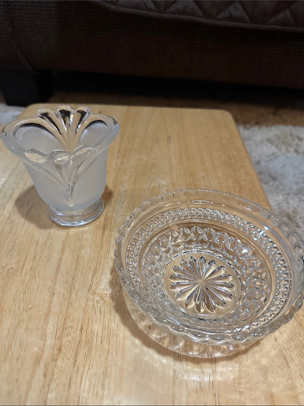 Clear Glass Decorative Bowl and Frosted Glass Votive - Clear